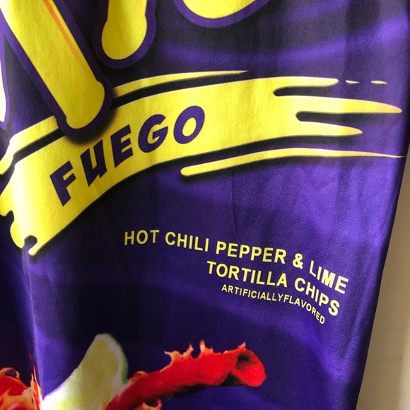 Takis Fuego Chips ALL OVER Tee Purple 2-Sided XL - Picture 2 of 3